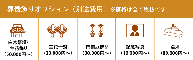 葬儀飾りオプション（別途費用）※価格は全て税抜です